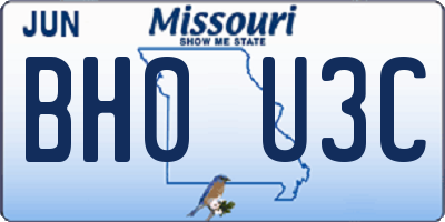 MO license plate BH0U3C