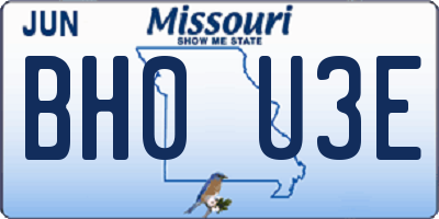 MO license plate BH0U3E