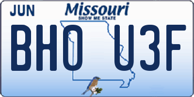 MO license plate BH0U3F