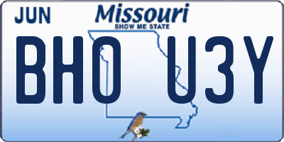 MO license plate BH0U3Y