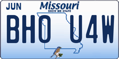 MO license plate BH0U4W