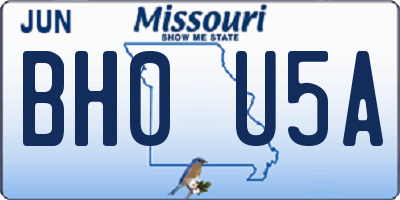 MO license plate BH0U5A
