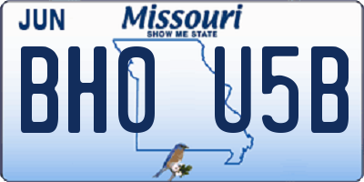 MO license plate BH0U5B