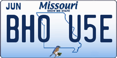 MO license plate BH0U5E