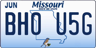 MO license plate BH0U5G