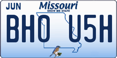 MO license plate BH0U5H