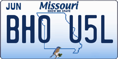 MO license plate BH0U5L