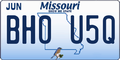 MO license plate BH0U5Q