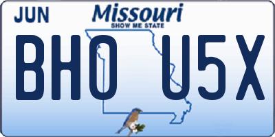 MO license plate BH0U5X