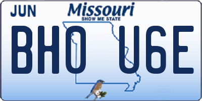 MO license plate BH0U6E