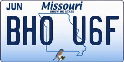 MO license plate BH0U6F
