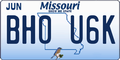 MO license plate BH0U6K