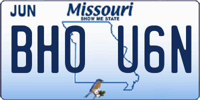 MO license plate BH0U6N
