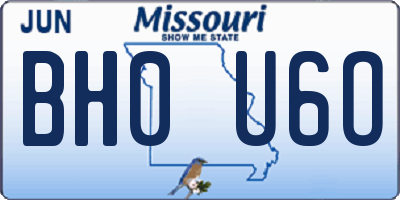 MO license plate BH0U6O