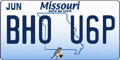 MO license plate BH0U6P