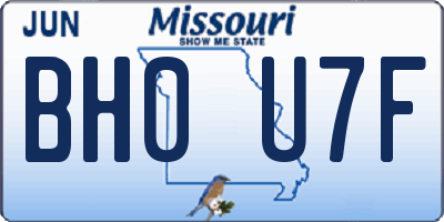 MO license plate BH0U7F