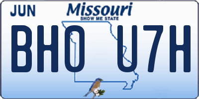 MO license plate BH0U7H