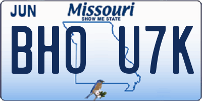 MO license plate BH0U7K