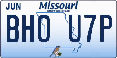 MO license plate BH0U7P