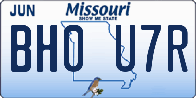 MO license plate BH0U7R