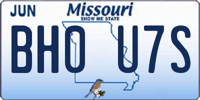 MO license plate BH0U7S