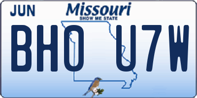 MO license plate BH0U7W