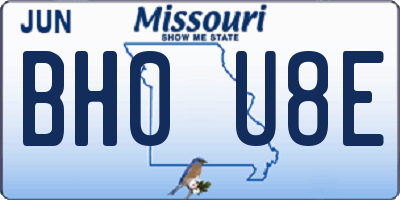 MO license plate BH0U8E
