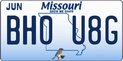 MO license plate BH0U8G
