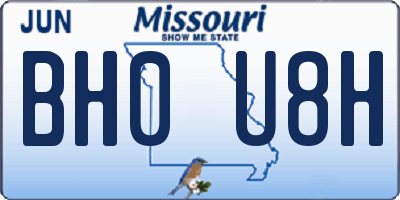 MO license plate BH0U8H