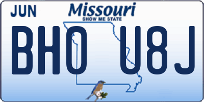 MO license plate BH0U8J