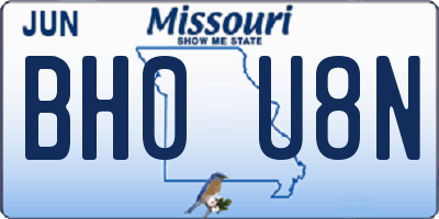 MO license plate BH0U8N