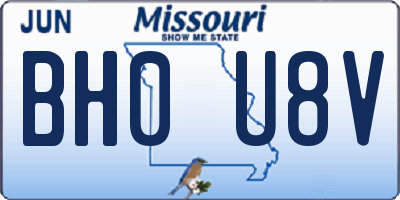 MO license plate BH0U8V