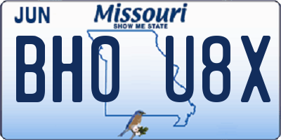 MO license plate BH0U8X