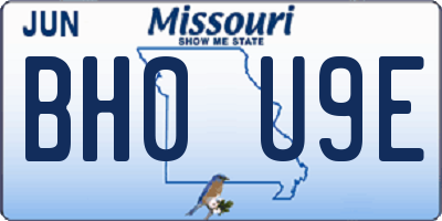 MO license plate BH0U9E