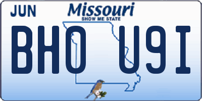 MO license plate BH0U9I