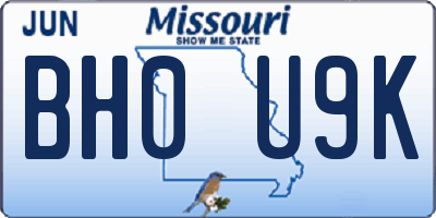 MO license plate BH0U9K