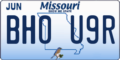 MO license plate BH0U9R