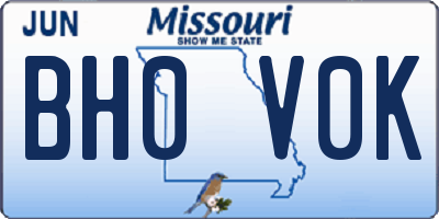 MO license plate BH0V0K