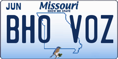 MO license plate BH0V0Z