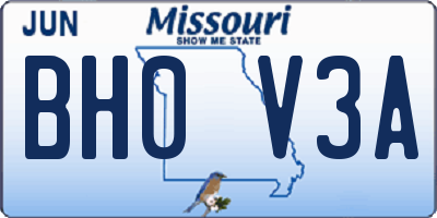 MO license plate BH0V3A