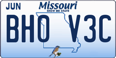 MO license plate BH0V3C
