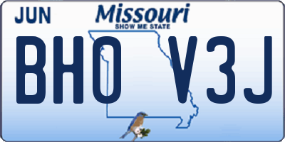 MO license plate BH0V3J