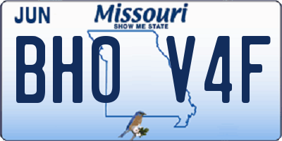 MO license plate BH0V4F
