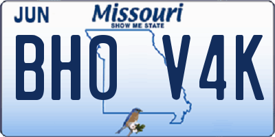 MO license plate BH0V4K