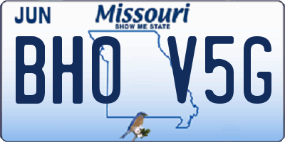 MO license plate BH0V5G