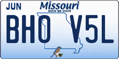 MO license plate BH0V5L