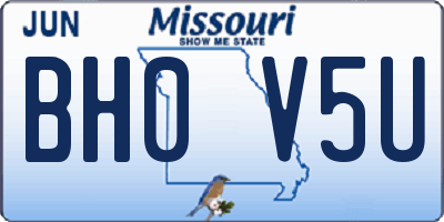 MO license plate BH0V5U