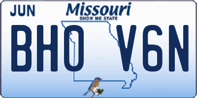 MO license plate BH0V6N