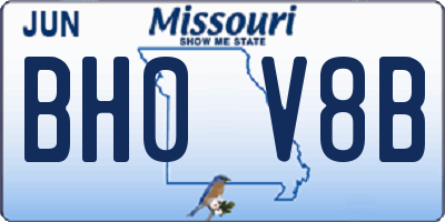 MO license plate BH0V8B