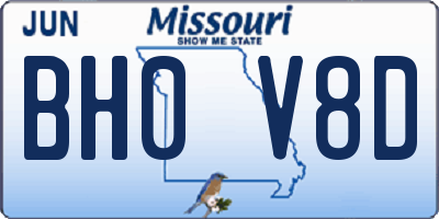 MO license plate BH0V8D